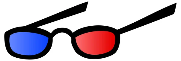 Brillen met blauwe en rode Lens voor 3D-films — Stockvector