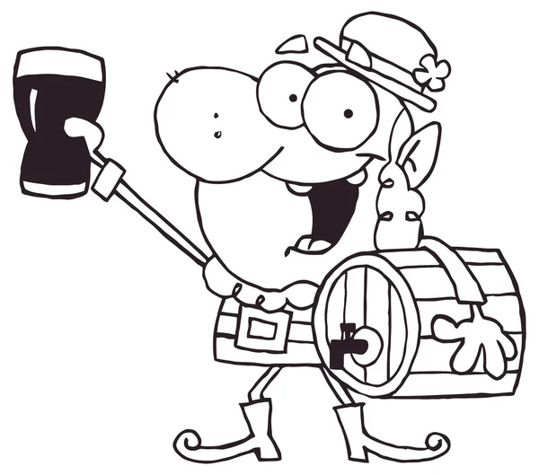 Kobold trinkt dickes Bier — Stockvektor