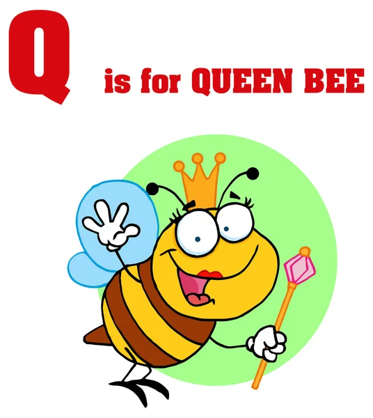 Abeceda písmeno Q s včelí královna — Stockový vektor