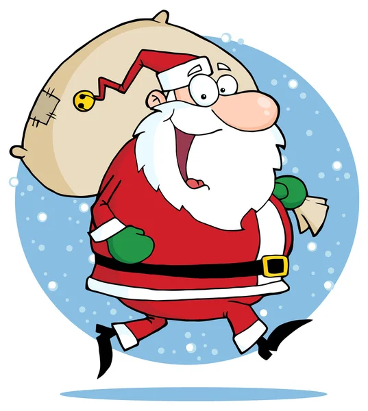 Santa Claus con bolsa de regalo — Vector de stock