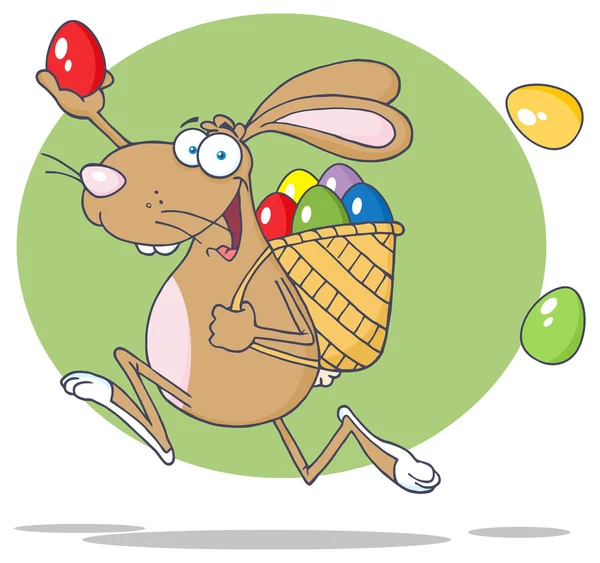 Bir sepet ve yumurta Paskalya tavşanı — Stok Vektör