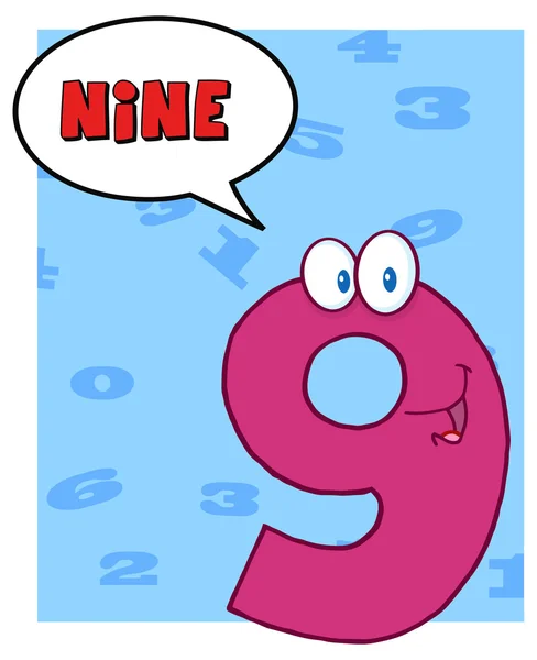 Number Nine Cartoon Character — Stock Vector