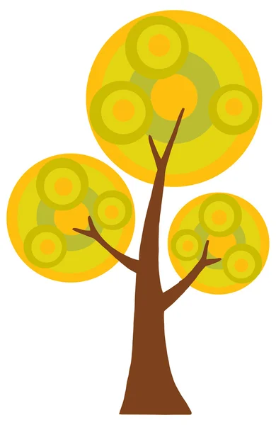Árbol de otoño con tres coronas — Vector de stock