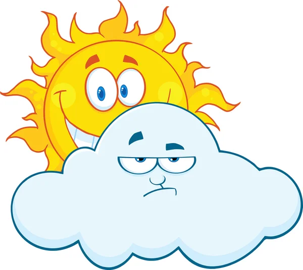 Happy Sun with  Sad Cloud — Stock Vector
