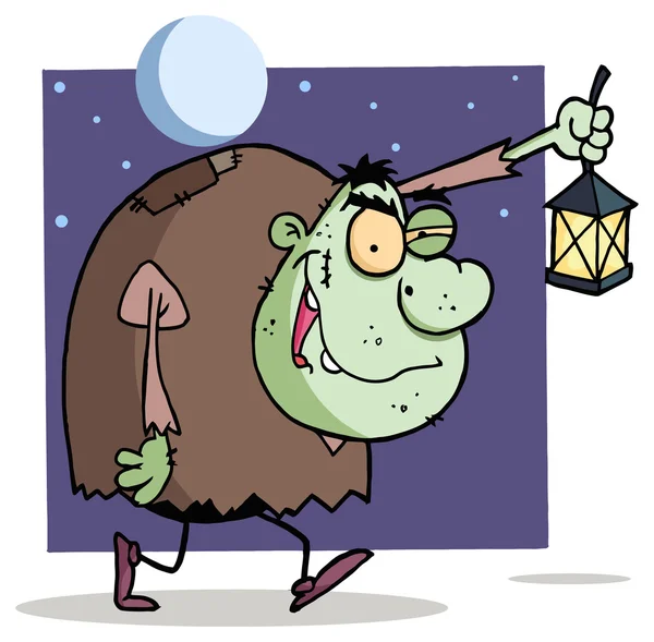 Halloween igor with lantern — Stock Vector