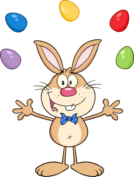 Rabbit Juggling With Easter Eggs. — Stock Vector
