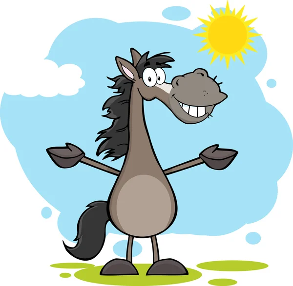 Smiling Horse With Open Arms — Stock Vector