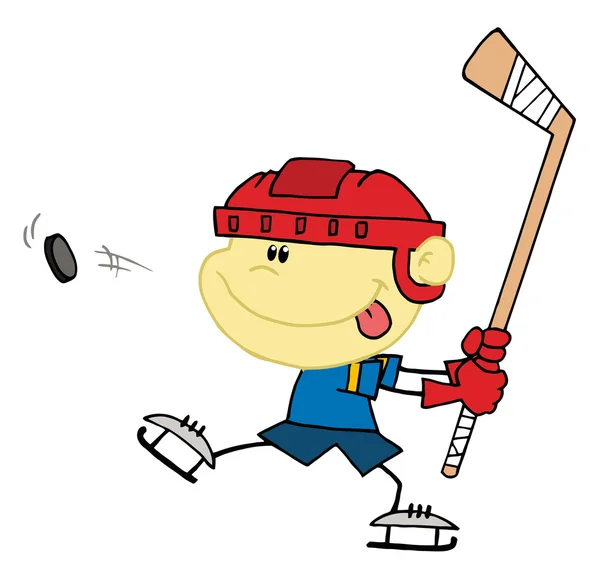 Garçon jouant au hockey sur glace — Image vectorielle