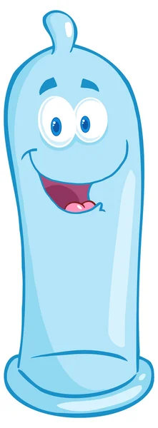 Šťastný kondomem Cartoon maskot charakter. — Stockový vektor