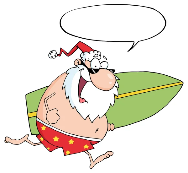 Santa claus met surfen board — Stockvector