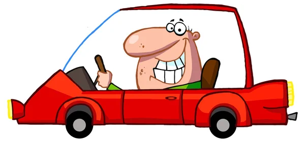 Cartoon Man Driving Car — Stock Vector