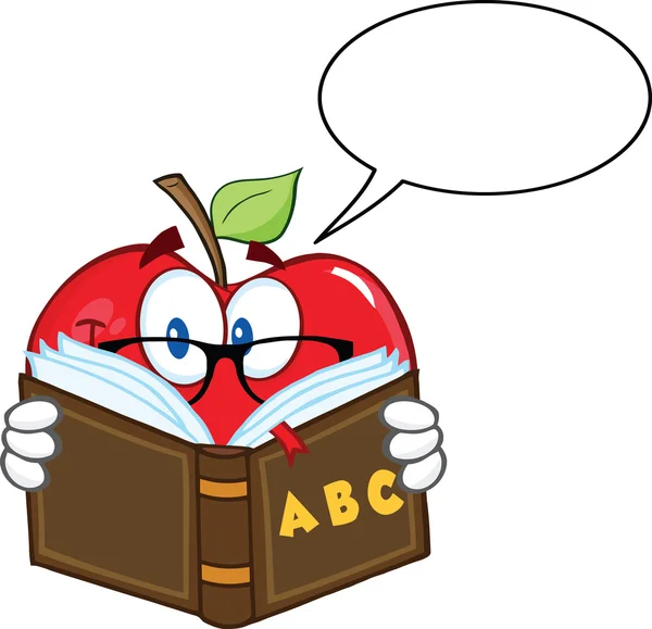 Apple Teacher With Book  and Speech Bubble — Stock Vector