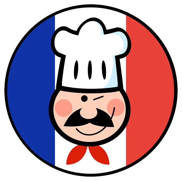 Cartoon chef-kok met Franse vlag — Stockvector