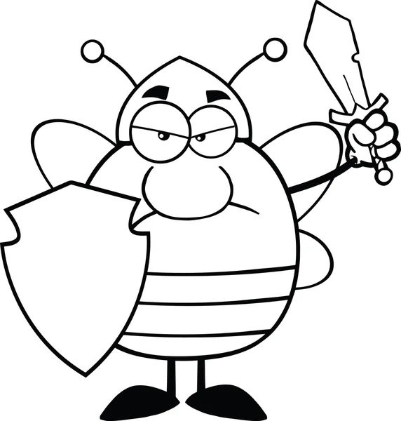 Angry Pudgy Bee Warrior — Stock Vector