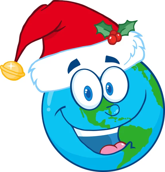 在地球上的圣诞老人帽子 — 图库矢量图片
