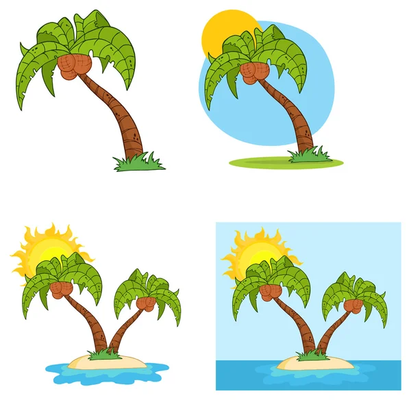 Set cartoon palmboom — Stockvector