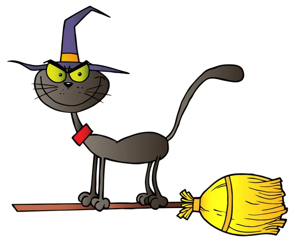 Gato bruxa de Halloween — Vetor de Stock