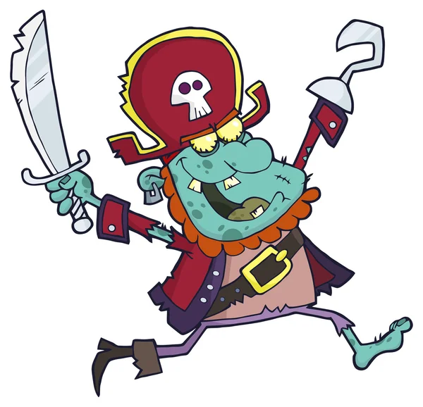 Zombie pirata de dibujos animados — Vector de stock