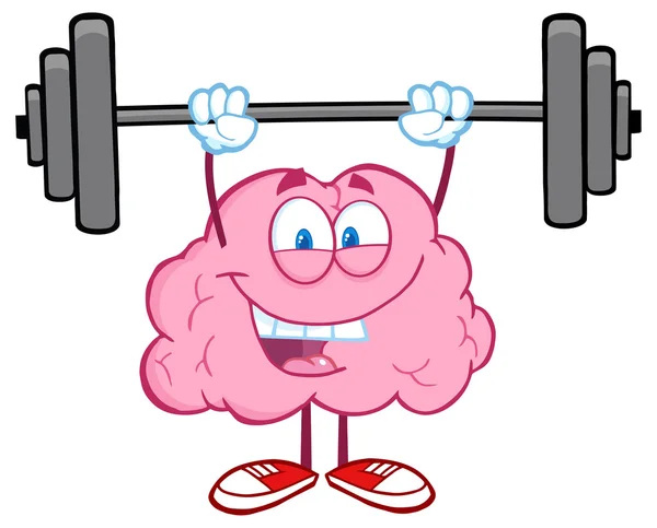 Happy Brain  Lifting Weights — Stock Vector