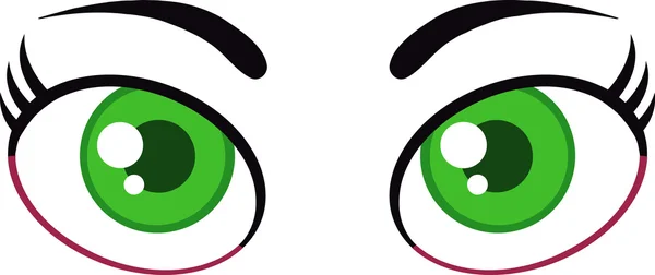 Mulheres Desenhos animados Olhos verdes . — Vetor de Stock