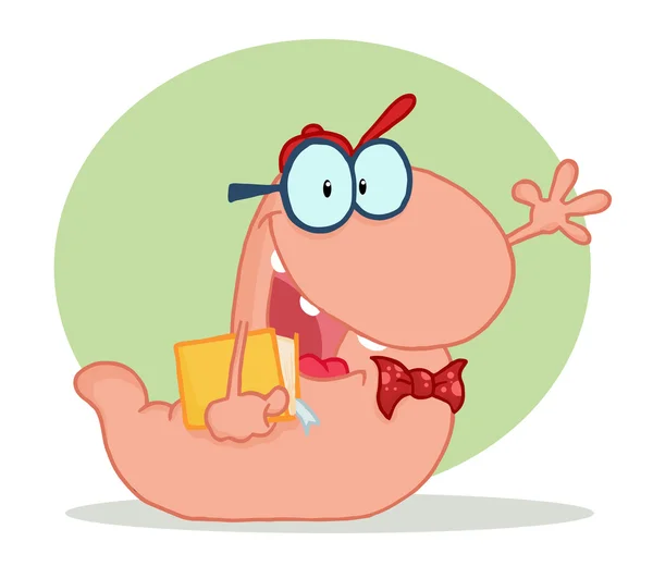 Cartoon caterpillar met boek — Stockvector