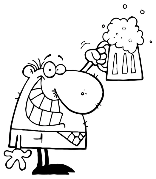 Cartoon Man with Beer — Stock Vector