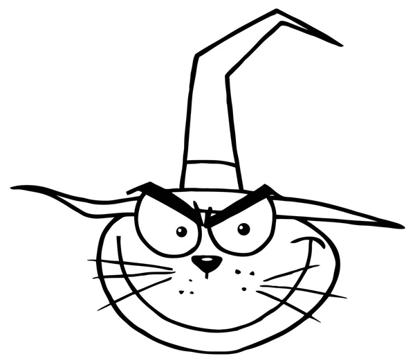 Gato bruja de Halloween — Vector de stock