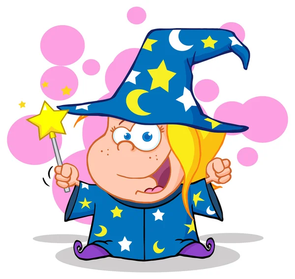 Happy Wizard Girl — Stock Vector