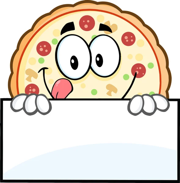 Pizza Character Over A Sign. — Stock Vector