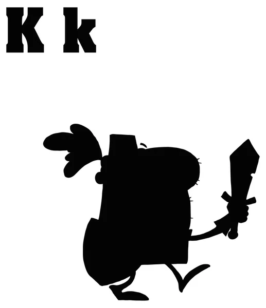 Alfabet litery K z rycerza — Wektor stockowy