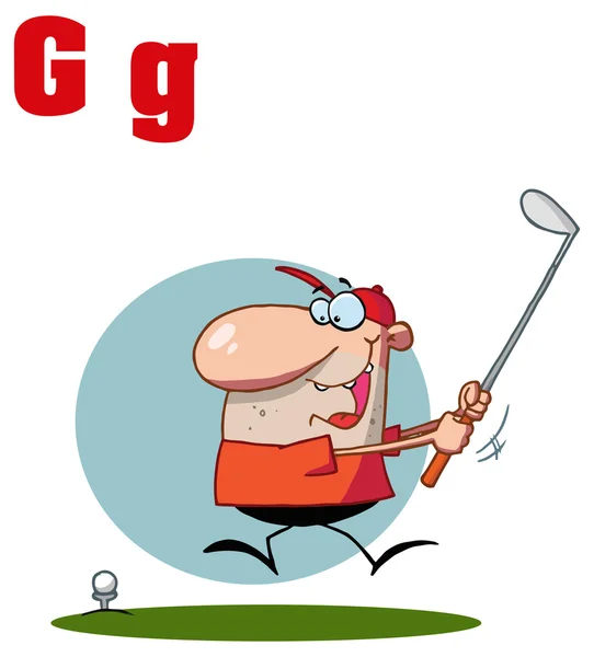 Alfabe harf G with golf — Stok Vektör