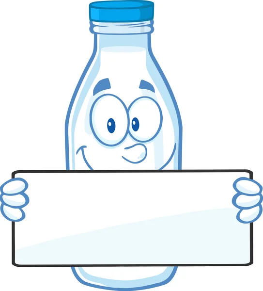 Milk Bottle Holding A Banner. — Stock Vector