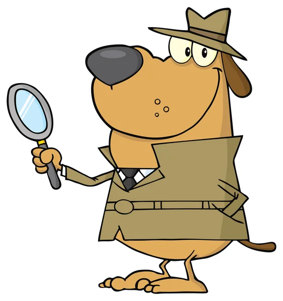 Detective Dog Holding Una lente d'ingrandimento — Vettoriale Stock