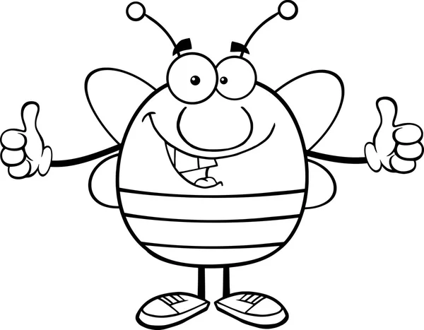 矮胖的蜜蜂双竖起大拇指 — 图库矢量图片
