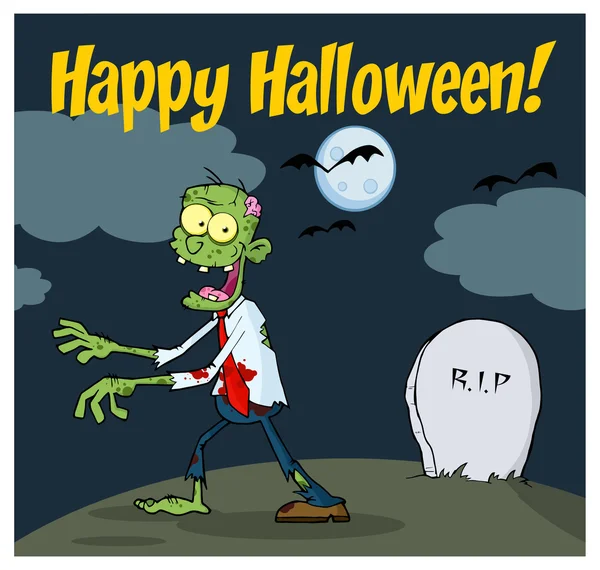 Feliz Halloween con Zombie Walking — Archivo Imágenes Vectoriales