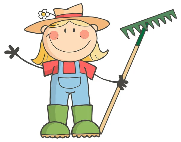 Farmer Girl character — Stock Vector