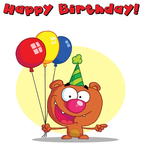 Bear with birthday Balloons — Stock Vector