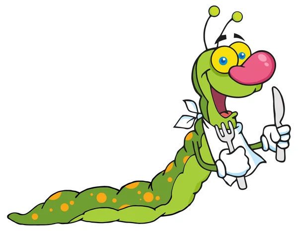 Caterpillar Mascote Personagem dos desenhos animados — Vetor de Stock