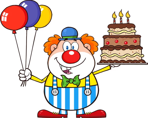 Birthday Clown Cartoon Character — Stock Vector