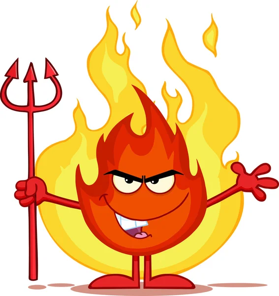 Zlý oheň kreslený maskot — Stockový vektor