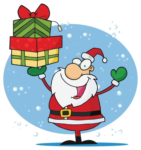 Santa Claus with presents — Stock Vector