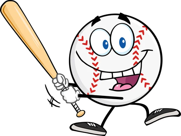 Pelota de béisbol balanceo un bate de béisbol . — Vector de stock