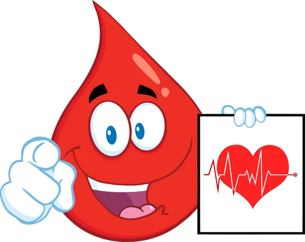 Gota de sangre Presentando Ecg Graph — Vector de stock