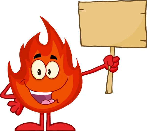 Ogień kreskówka maskotka z zarządu — Wektor stockowy