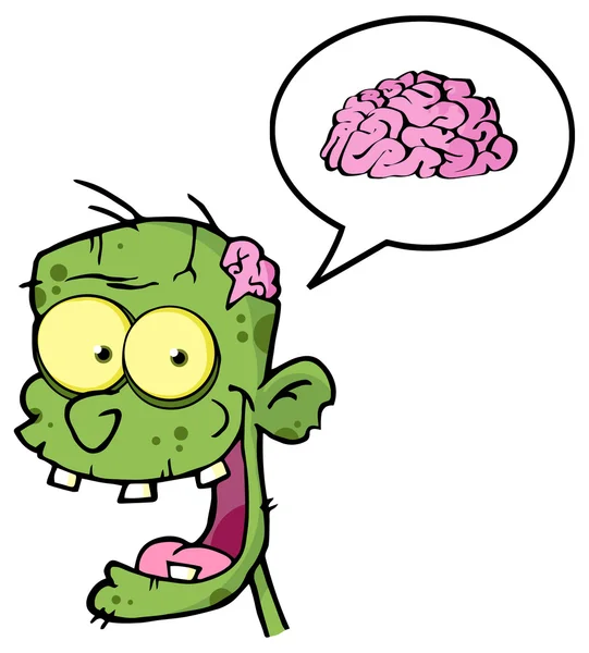 Tête de zombie avec cerveau — Image vectorielle