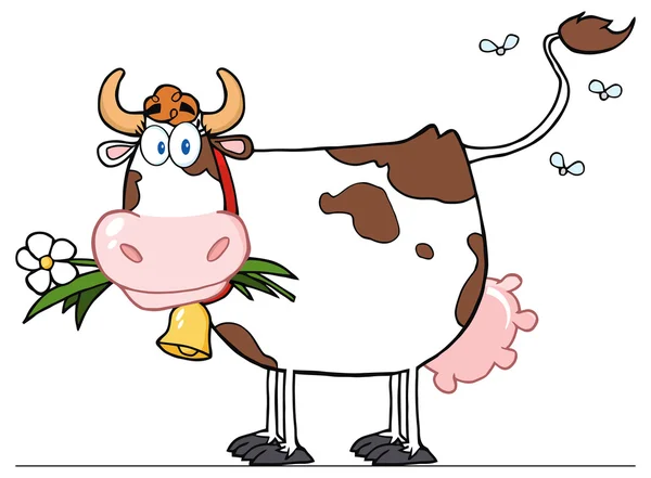 Vaca lechera con flor — Vector de stock