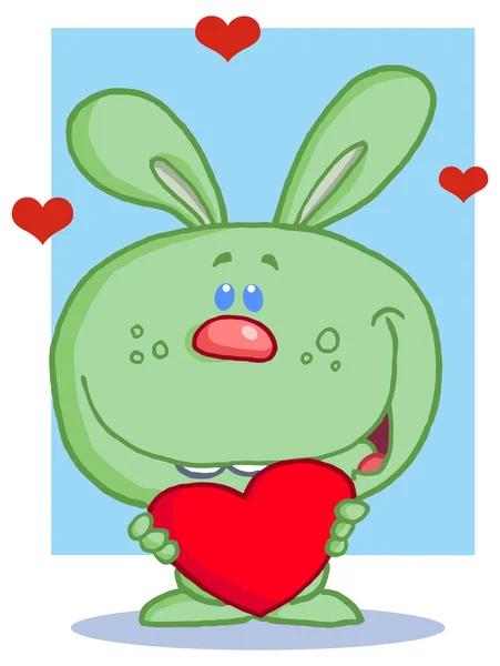 Rabbit  Holding a Red Heart — Stock Vector