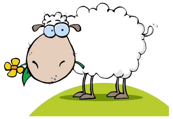 White Sheep Cartoon Character — Stock Vector