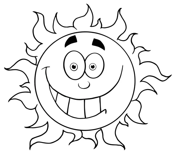 Outlined Smiling Sun — Stock Vector