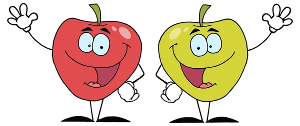 Dibujos animados manzanas caracteres — Vector de stock